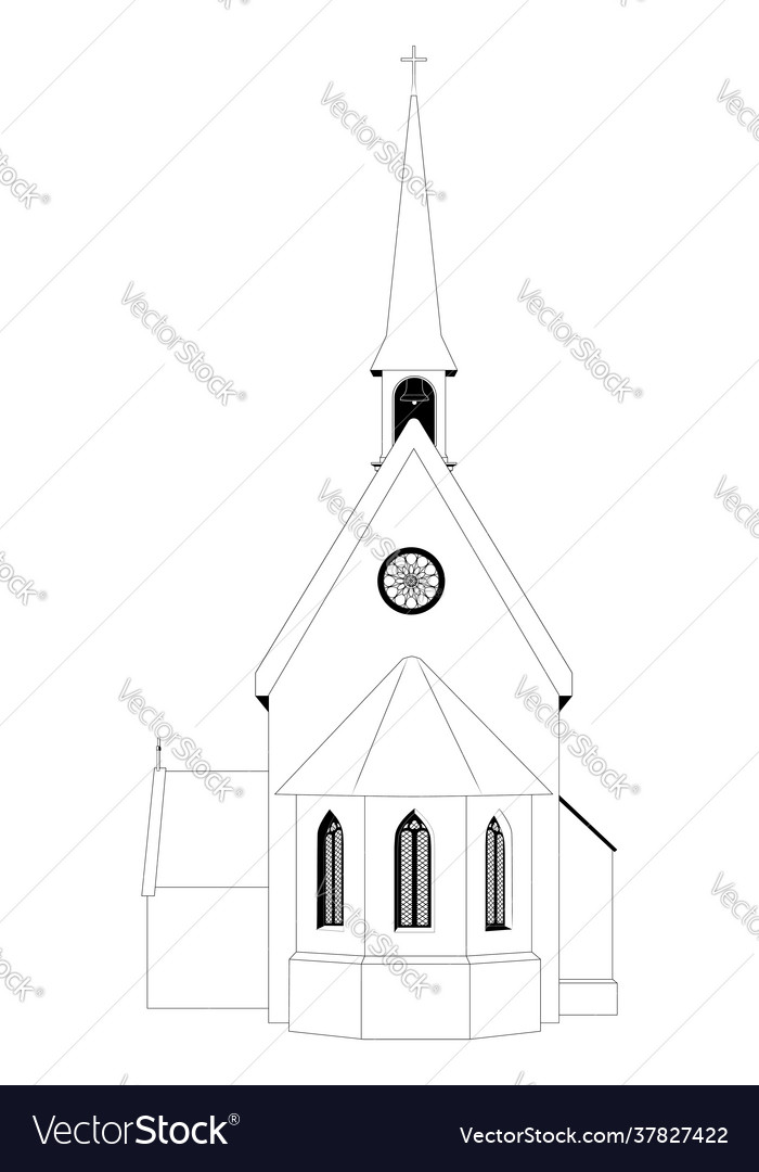 Catholic church black and white Royalty Free Vector Image