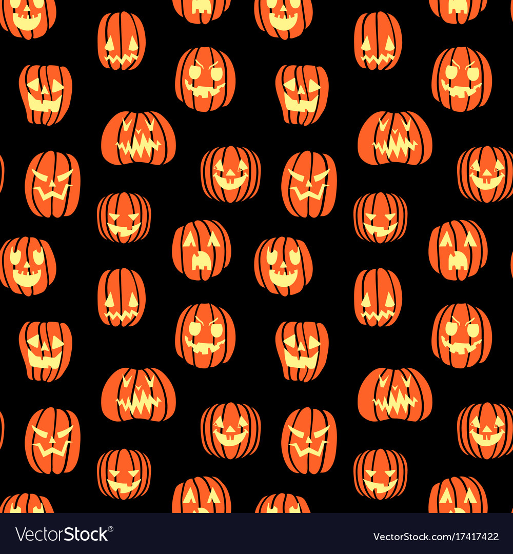 Halloween scary pumpkin pattern big Royalty Free Vector