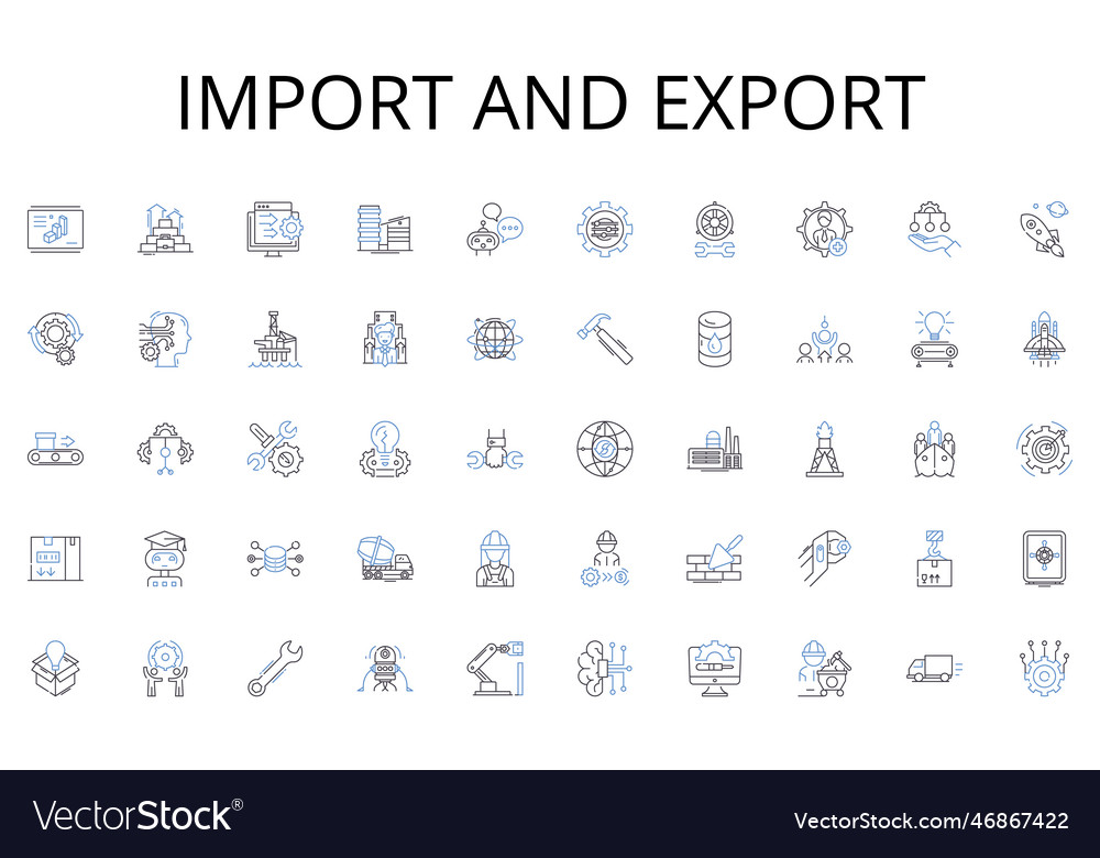 Import and export line icons collection coding vector image Import and export line icons collection coding