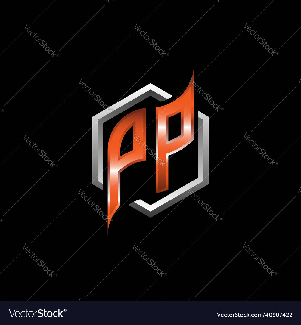 Pp monogram geometric orange with hexagonal