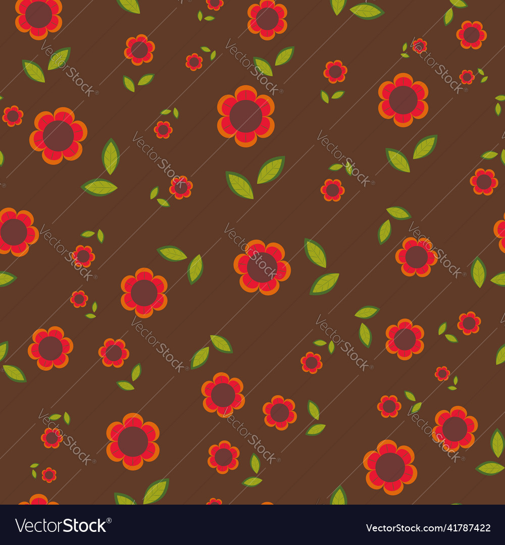 Retro style flower seamless repeat pattern vector image Retro style flower seamless repeat pattern