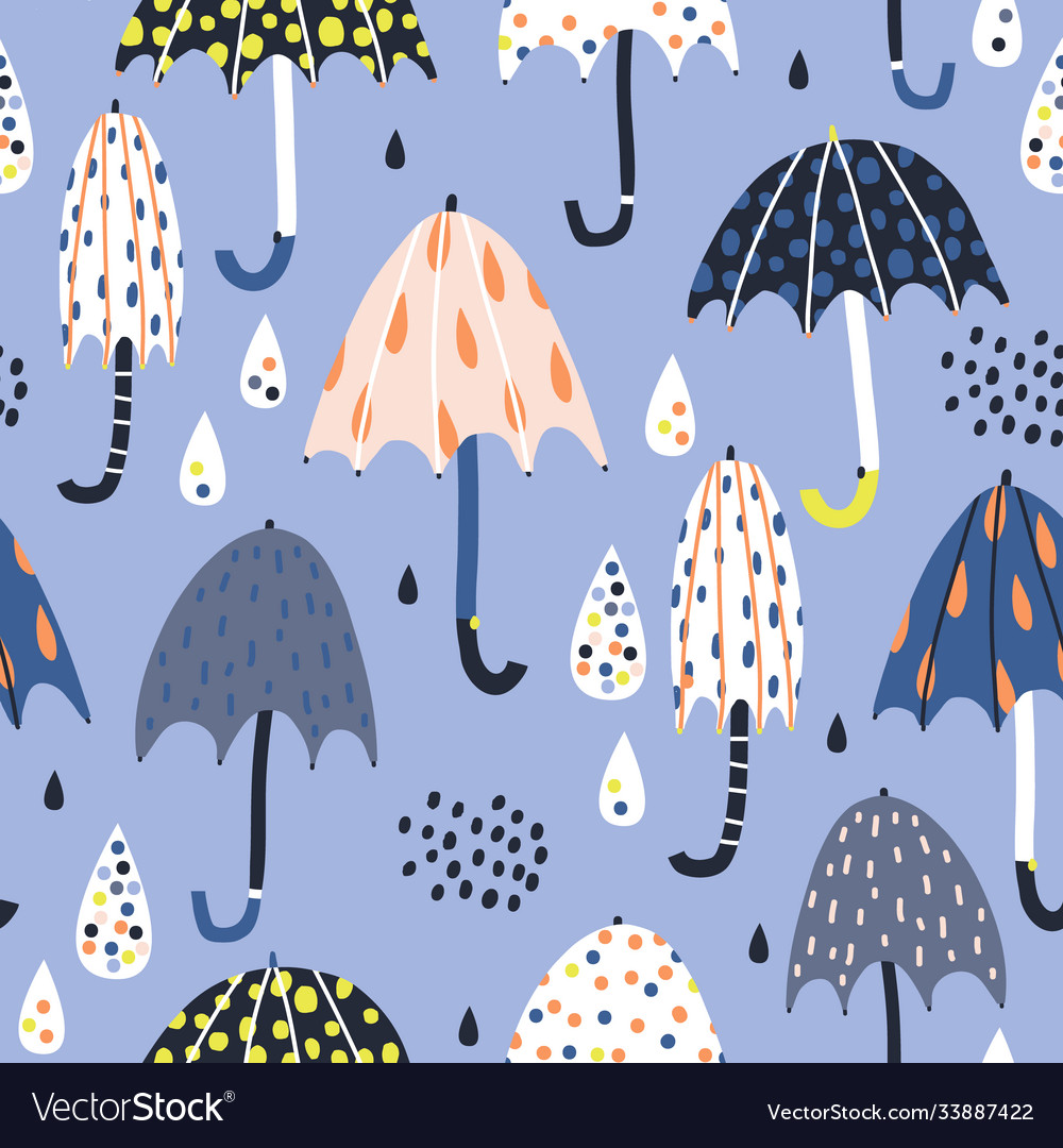 Seamless childish pattern with colorful umbrellas vector image Seamless childish pattern with colorful umbrellas