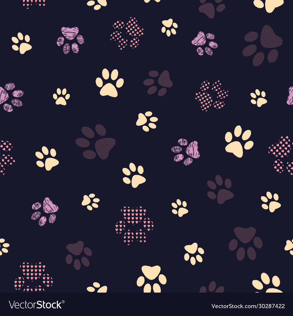 Seamless pattern with patterned paws complex