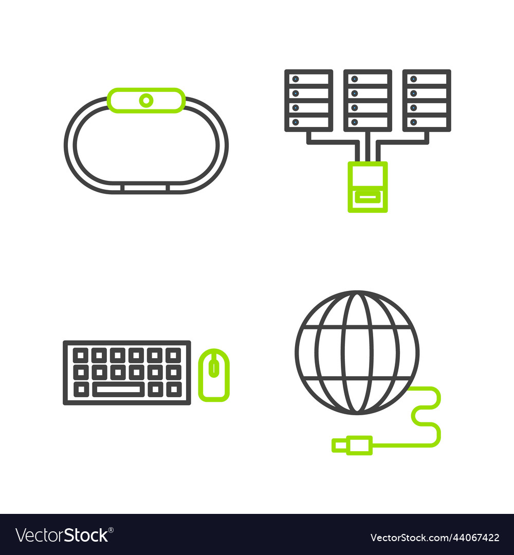 Set line social network keyboard and mouse server vector image Set line social network keyboard and mouse server