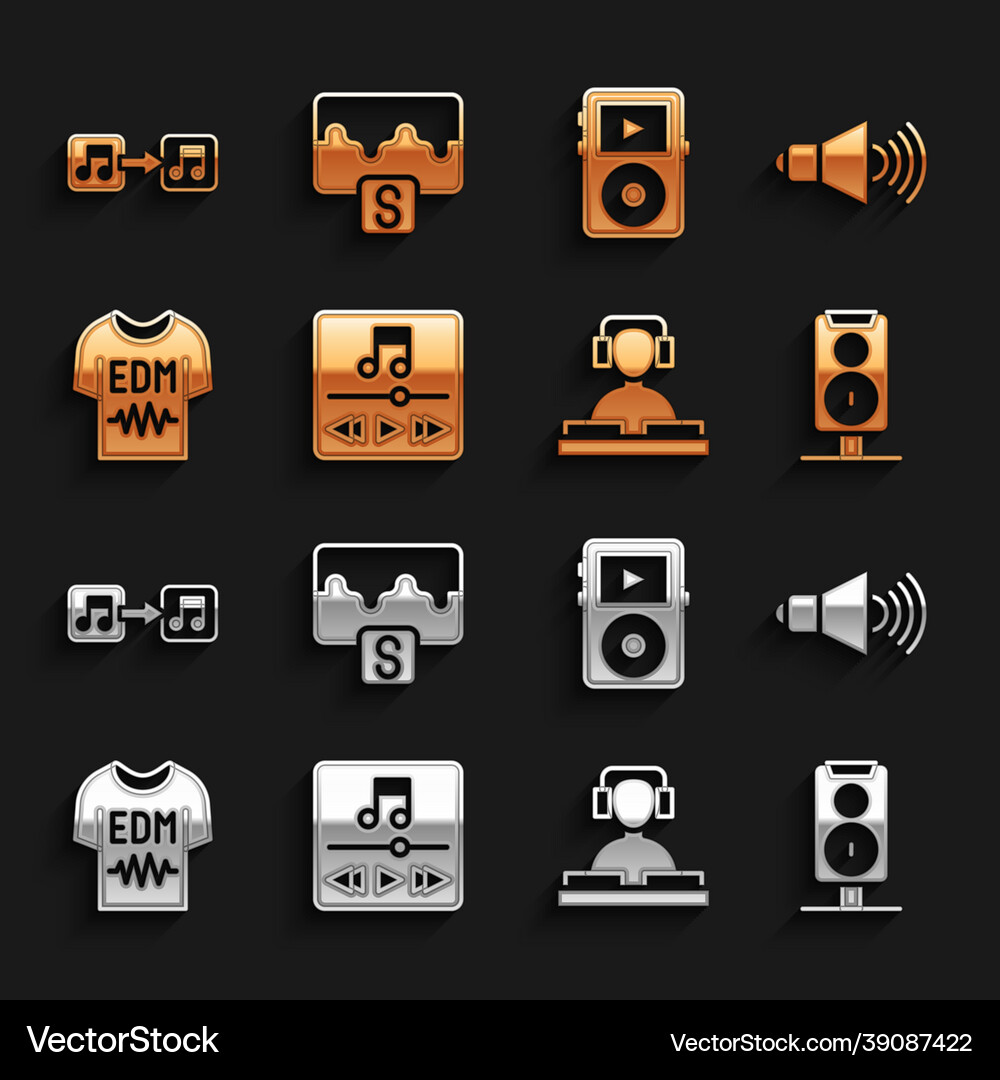 Set music player speaker volume stereo speaker Vector Image