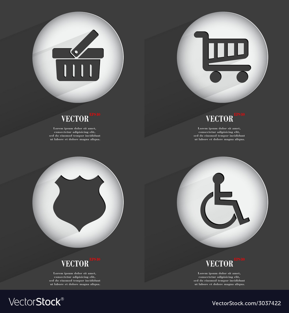Set of 4 flat buttons icons with shadows