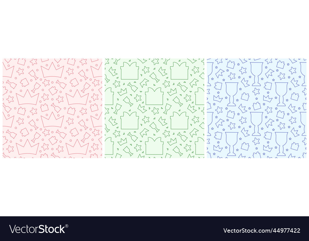 Set of happy epiphany day seamless pattern design vector image Set of happy epiphany day seamless pattern design
