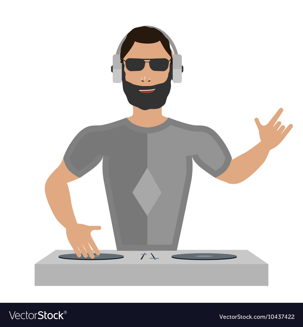 Smiling dj with console
