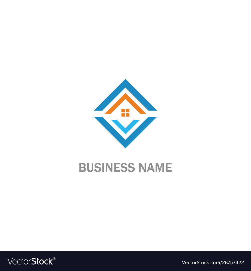 Square realty roof house logo Royalty Free Vector Image