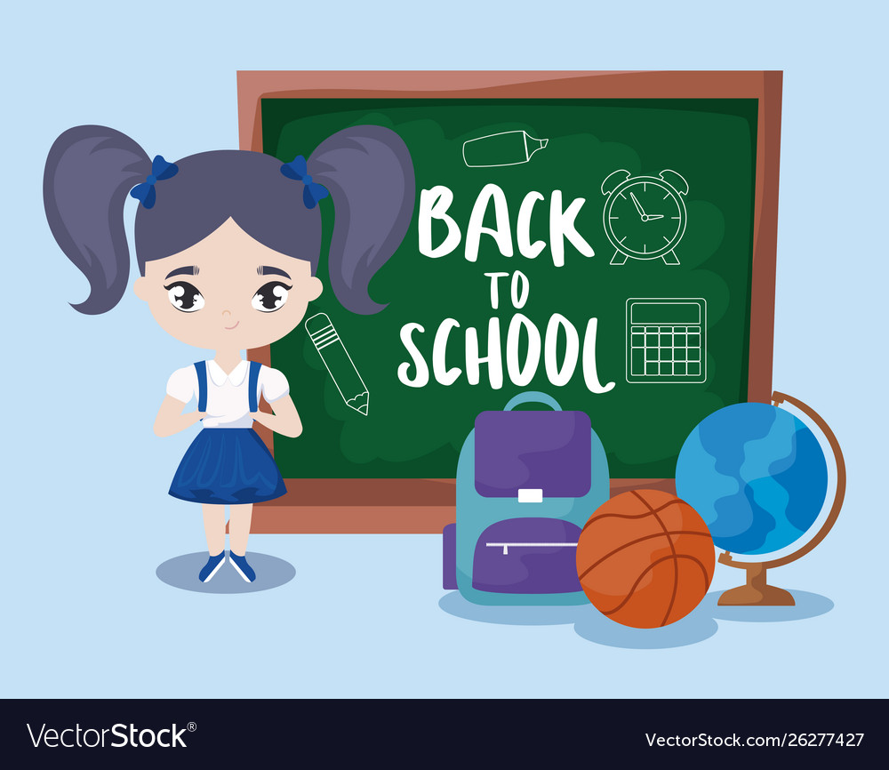 Back to school with little student girl