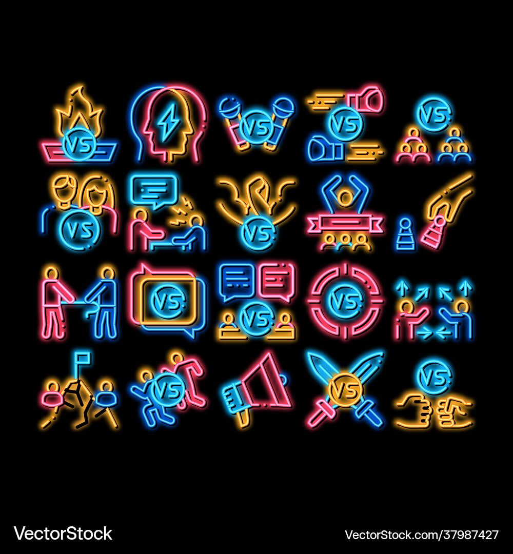 Battle competition neon glow icon Royalty Free Vector Image