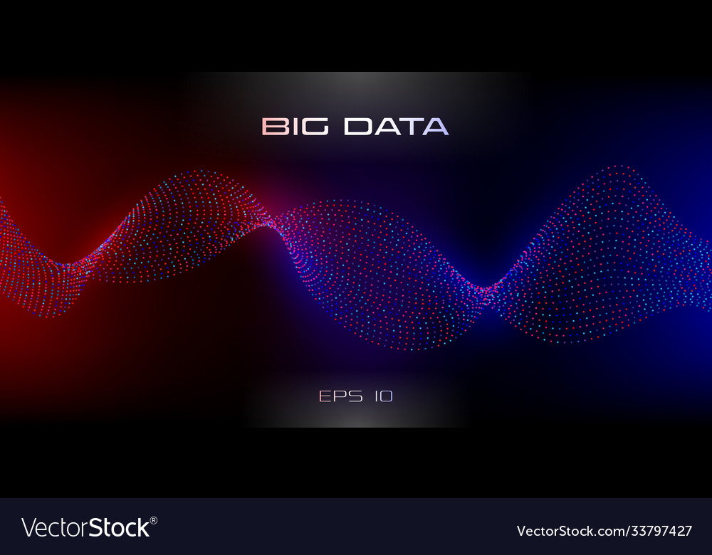 Big data visualization wavy stream particles vector image Big data visualization wavy stream particles