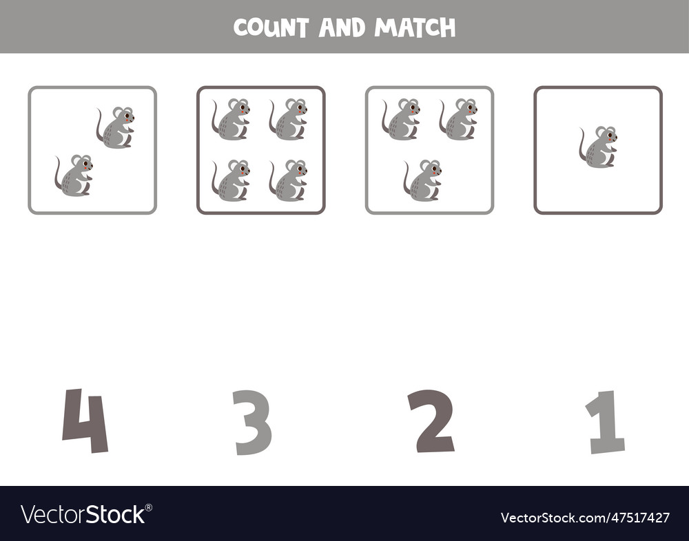 Counting game for kids count all mice and match