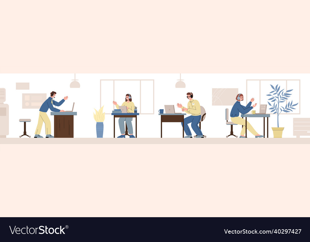 Customer support or call center with phone Vector Image