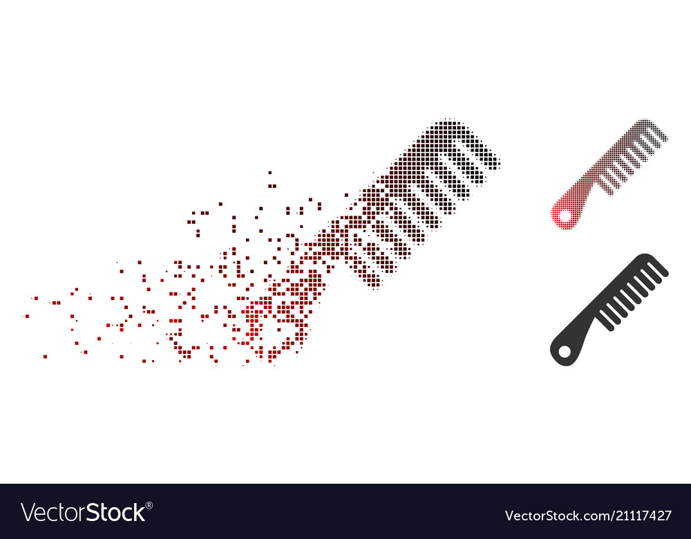Decomposed pixel halftone comb icon Vector Image Decomposed pixel halftone comb icon