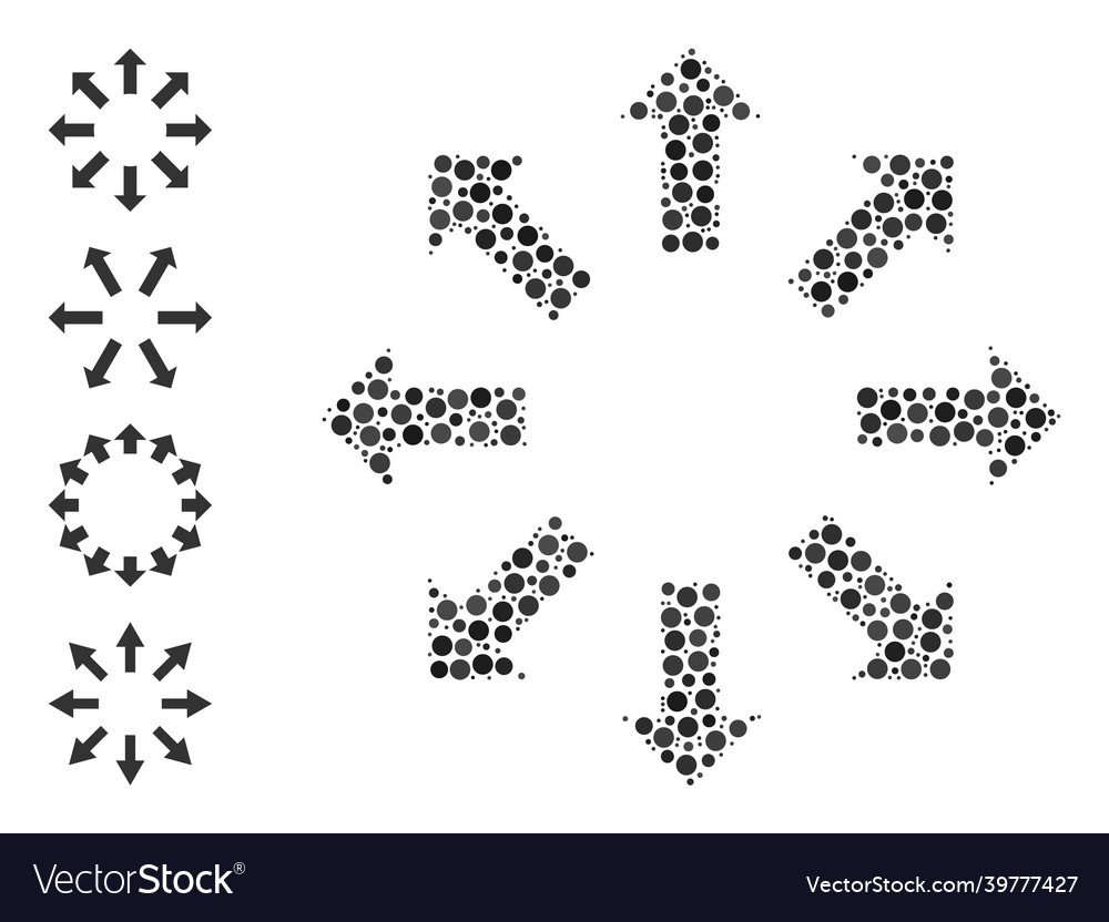 Dotted expand arrows composition of rounded dots Vector Image Dotted expand arrows composition of rounded dots