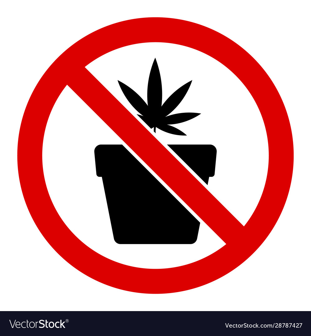 Flat no cannabis pot icon