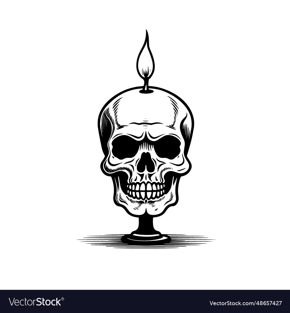 Hand-drawn skull-shaped candle holder doodle icon