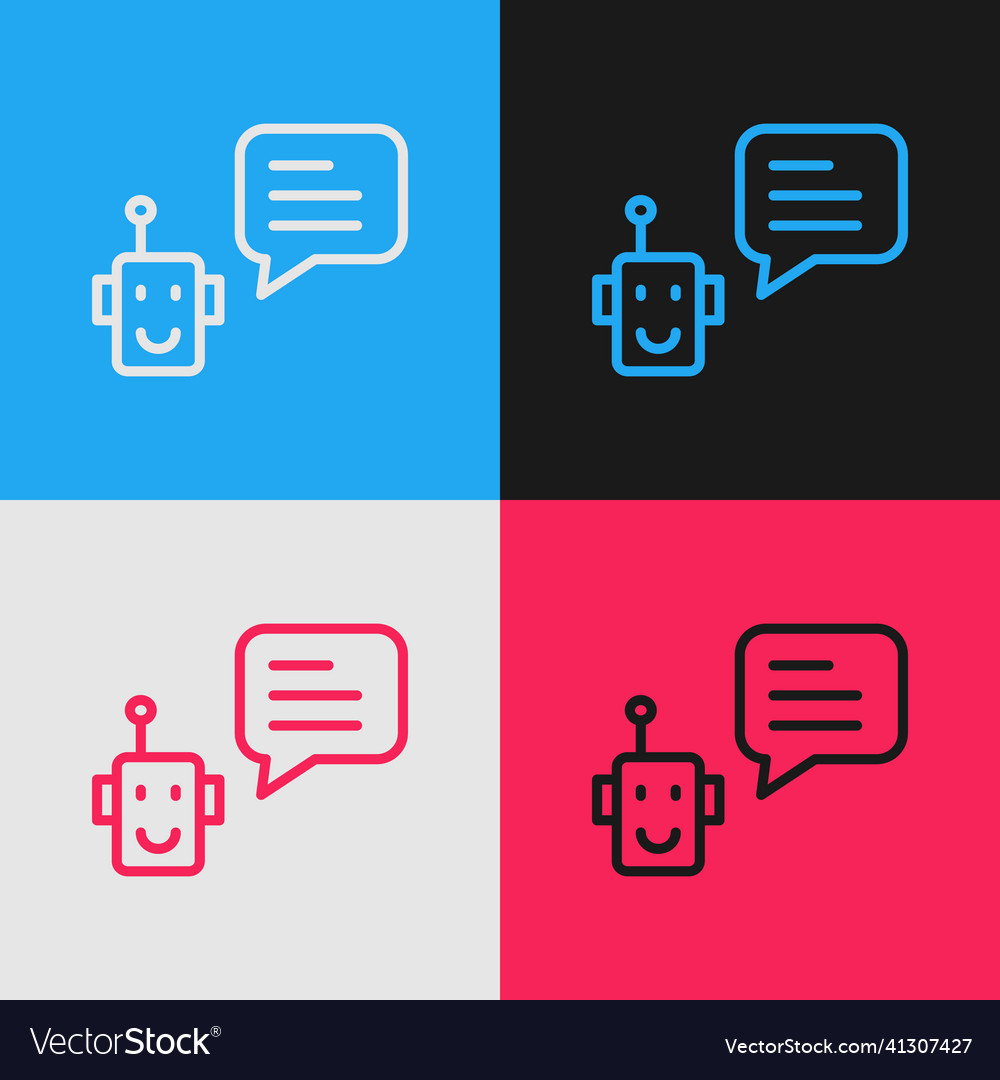 Pop art line bot icon isolated on color background vector image Pop art line bot icon isolated on color background