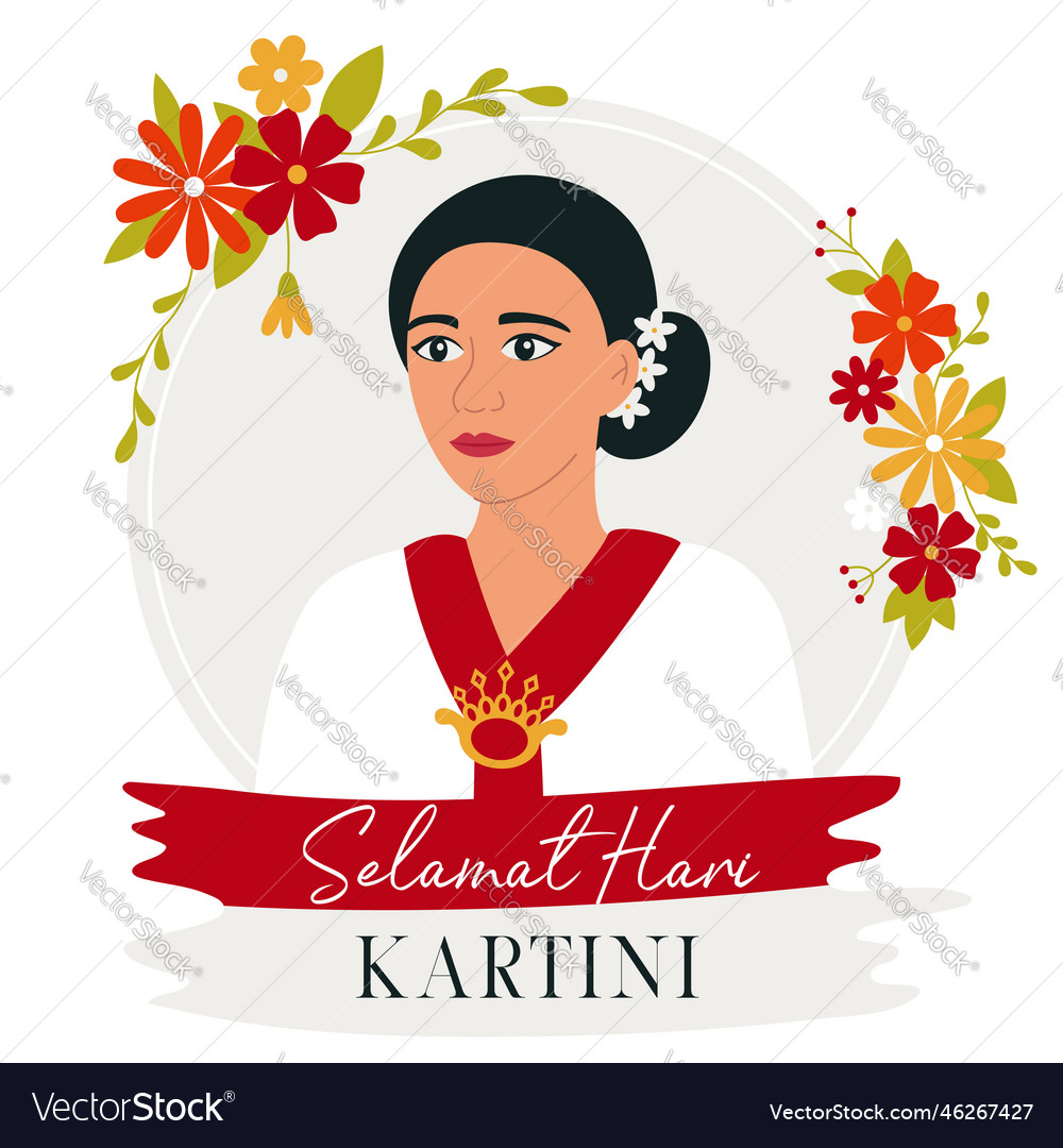 Selamat hari kartini means happy kartini day Vector Image