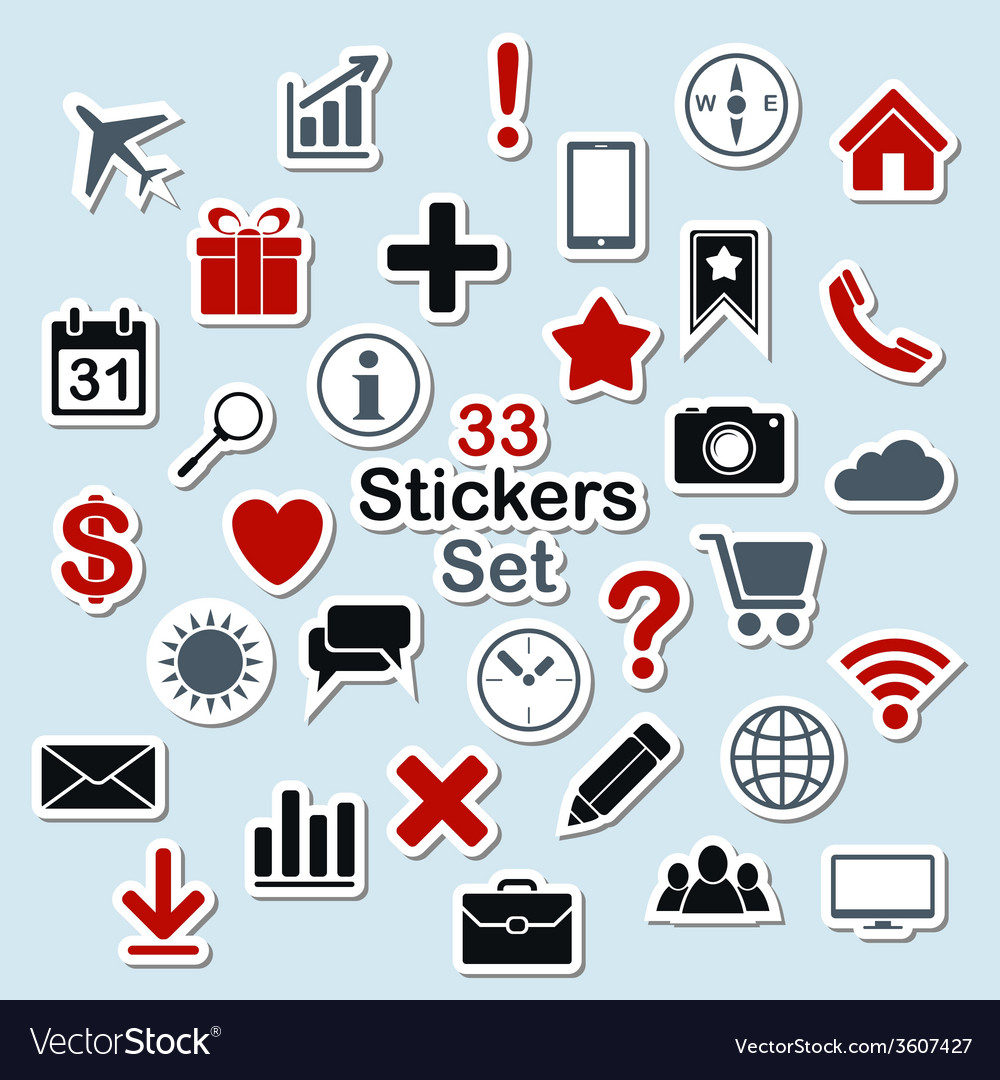 Set of icon stickers for mobile app and web