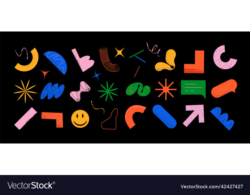 Set of simple abstract geometric textured vector image Set of simple abstract geometric textured