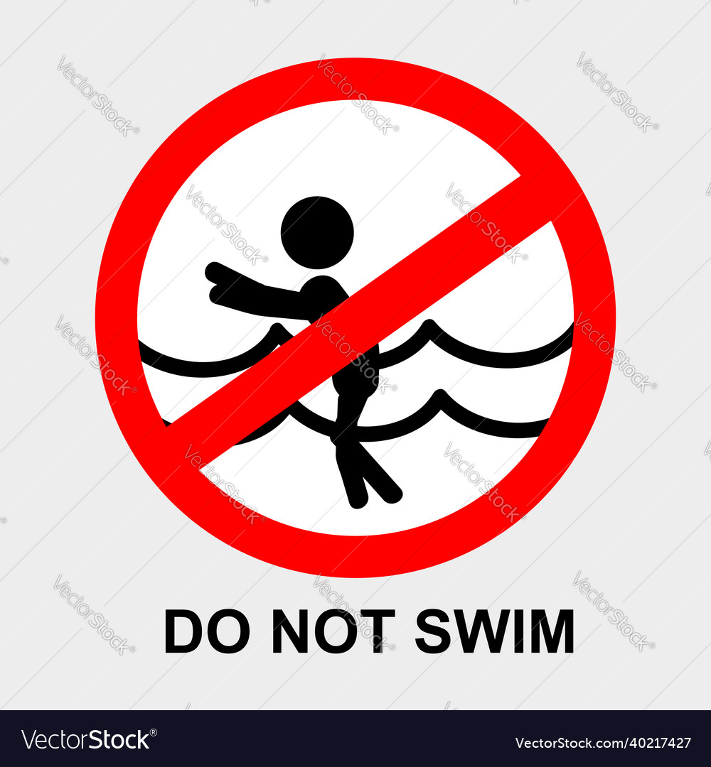 Simple prohibition sign do not swim at gray Vector Image