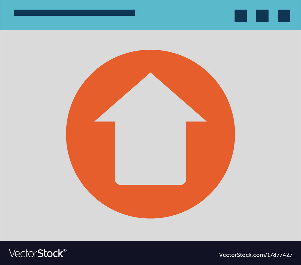 Tab website with upload arrow in the center ico