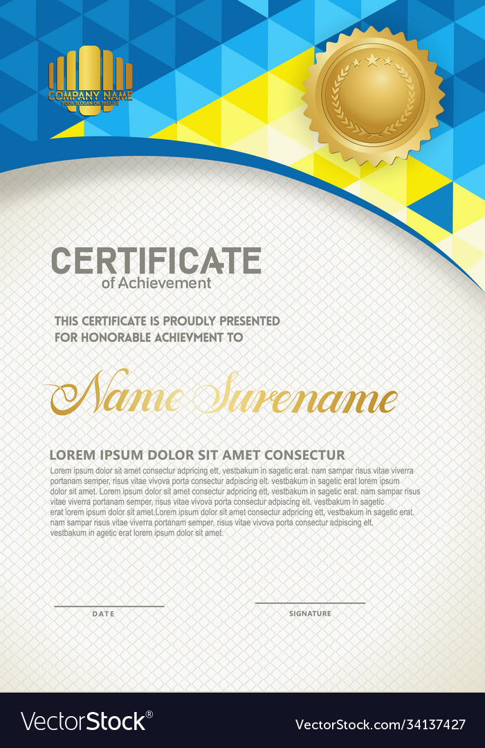 Vertical certificate template with triangle
