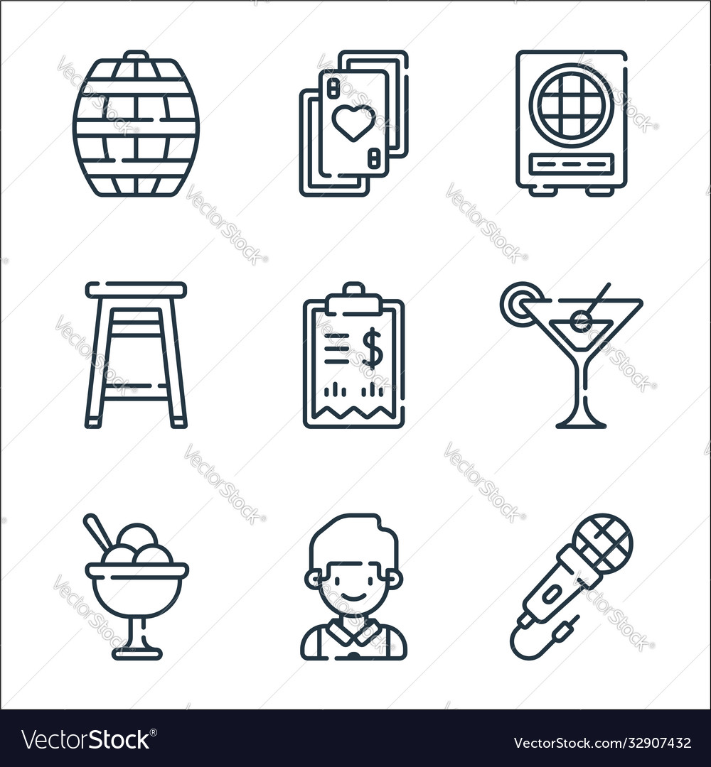 Bar line icons linear set quality vector image Bar line icons linear set quality