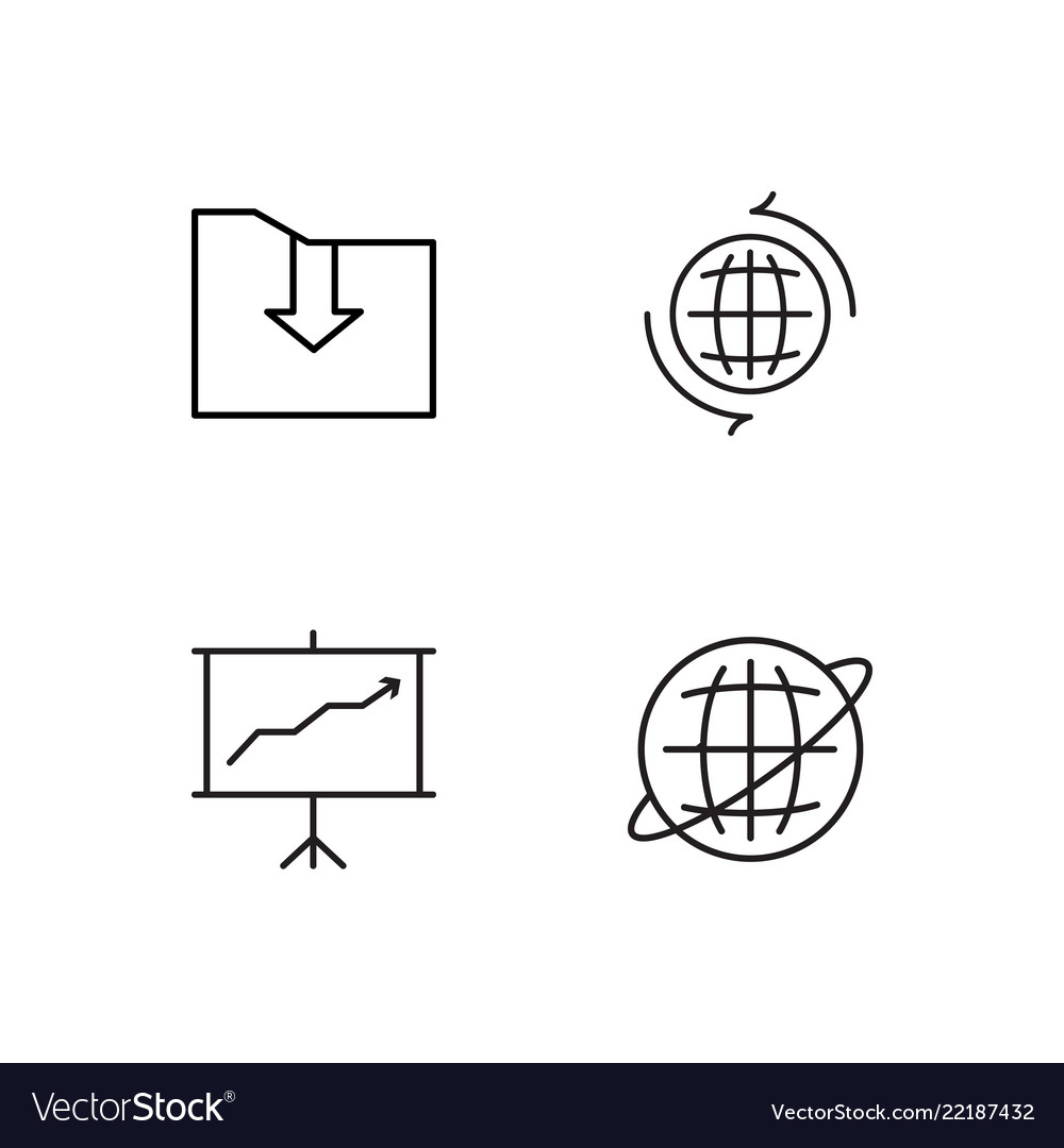 Business simple outlined icons set