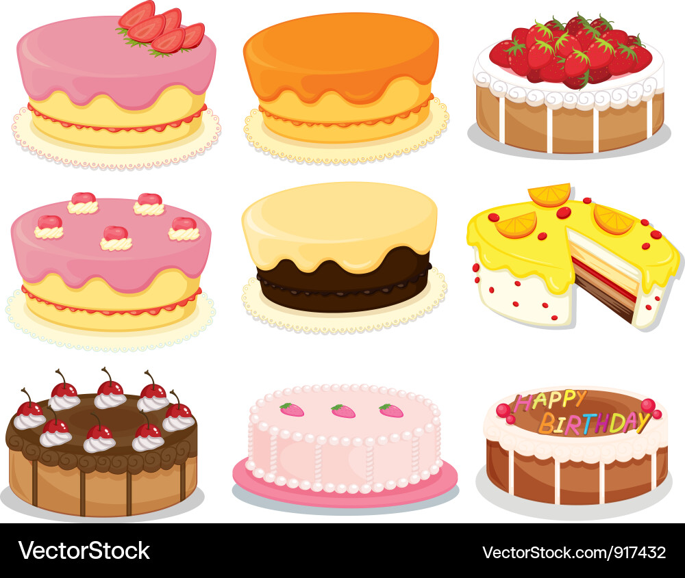 Cakes collection 2 Royalty Free Vector Image - VectorStock