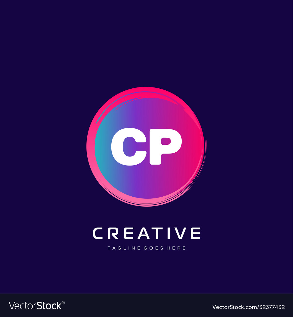 Cp initial logo with colorful template vector image Cp initial logo with colorful template