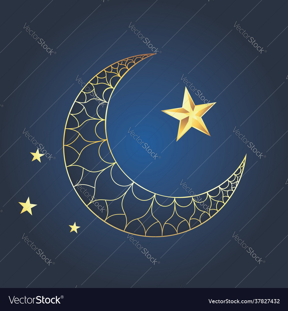 Crescent moon with star Royalty Free Vector Image