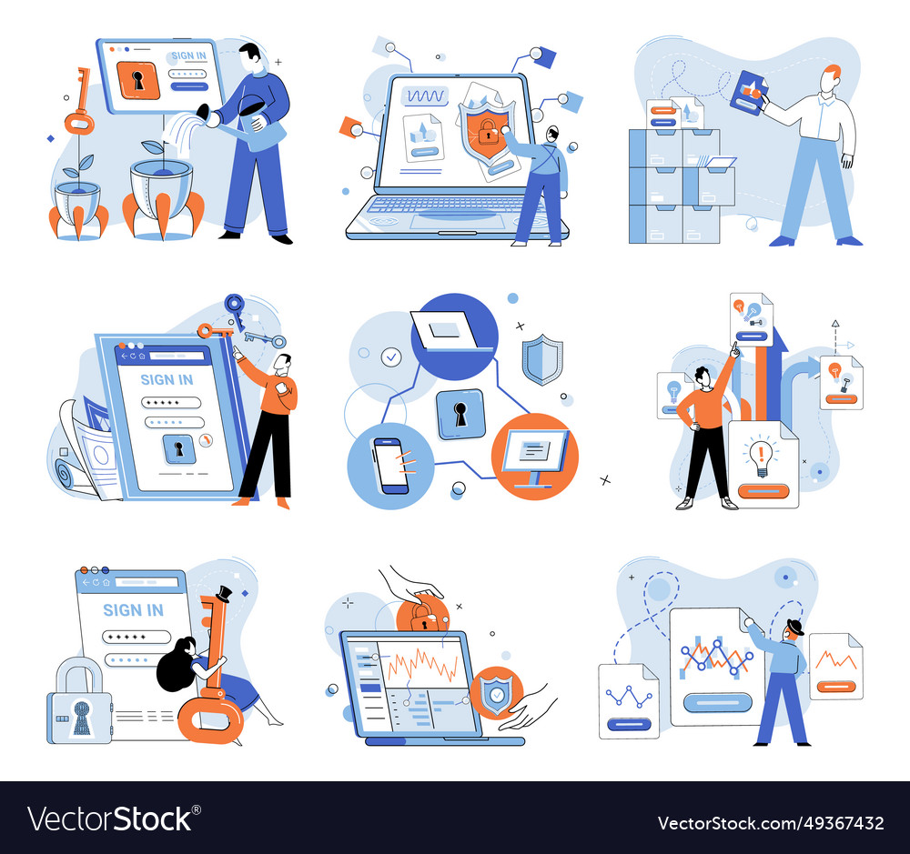 Database security cyberspace poses unique vector image Database security cyberspace poses unique