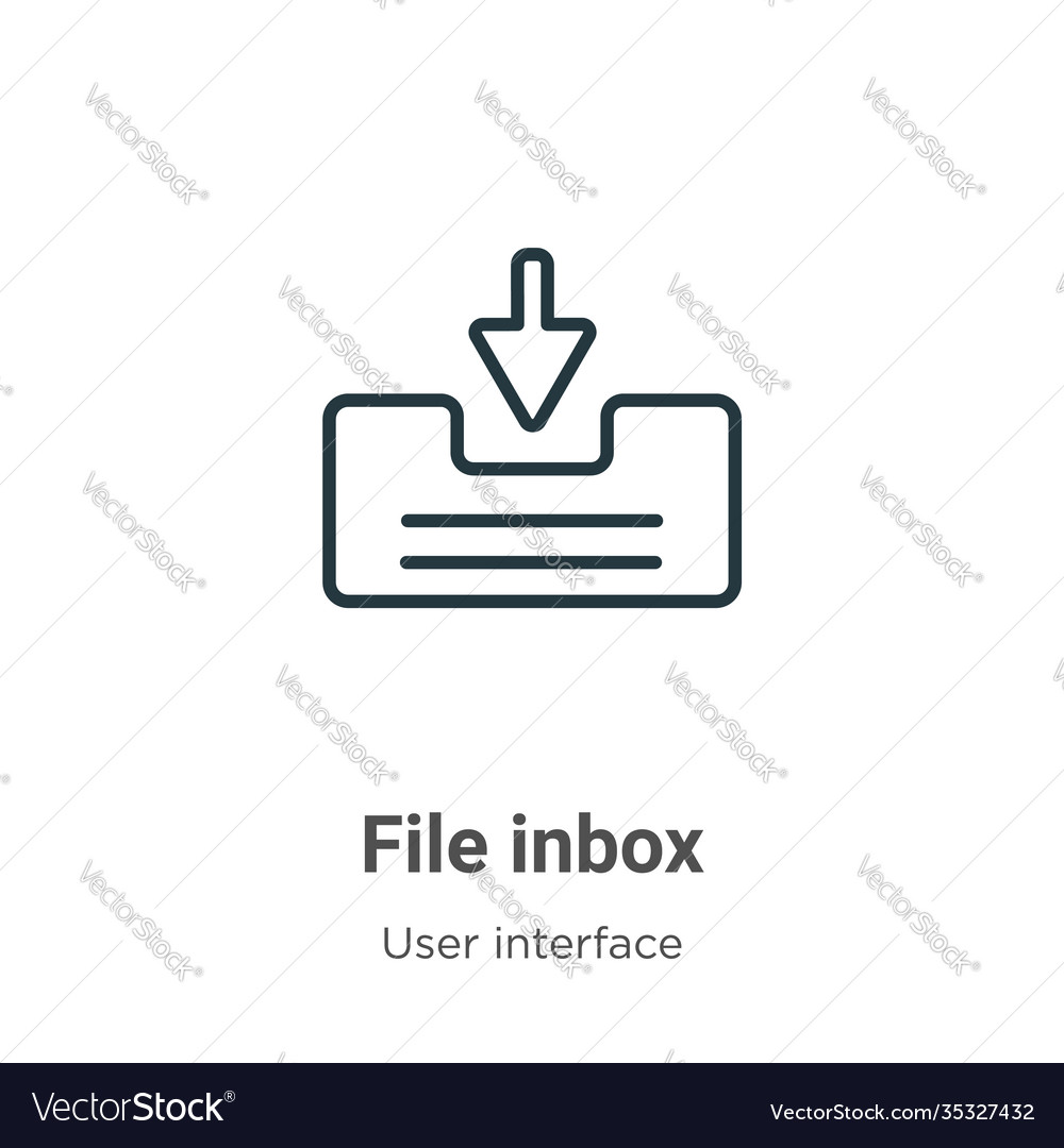 File inbox outline icon thin line black Vector Image File inbox outline icon thin line black