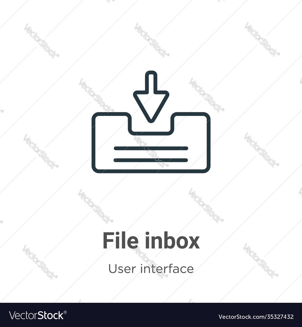 File inbox outline icon thin line black