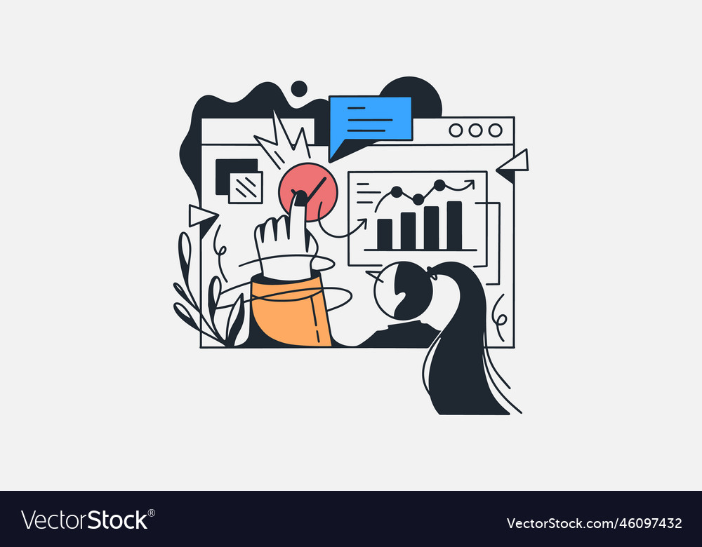 Flat design statistical and data analysis vector image Flat design statistical and data analysis