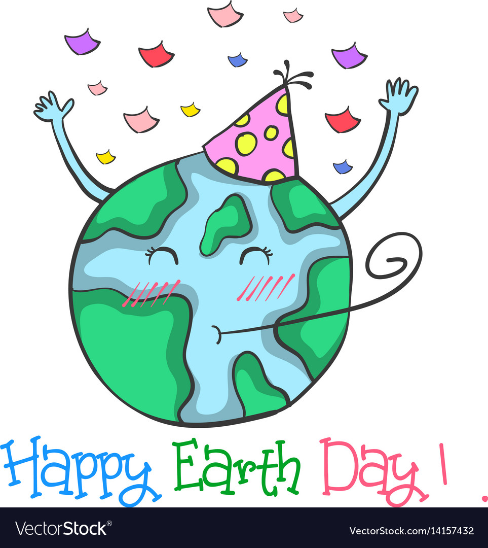 Happy earth day doodle style Royalty Free Vector Image