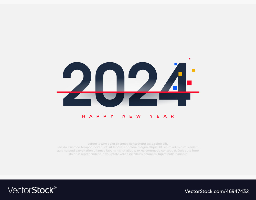 Happy new year 2024 with numbers cut by red lines Vector Image