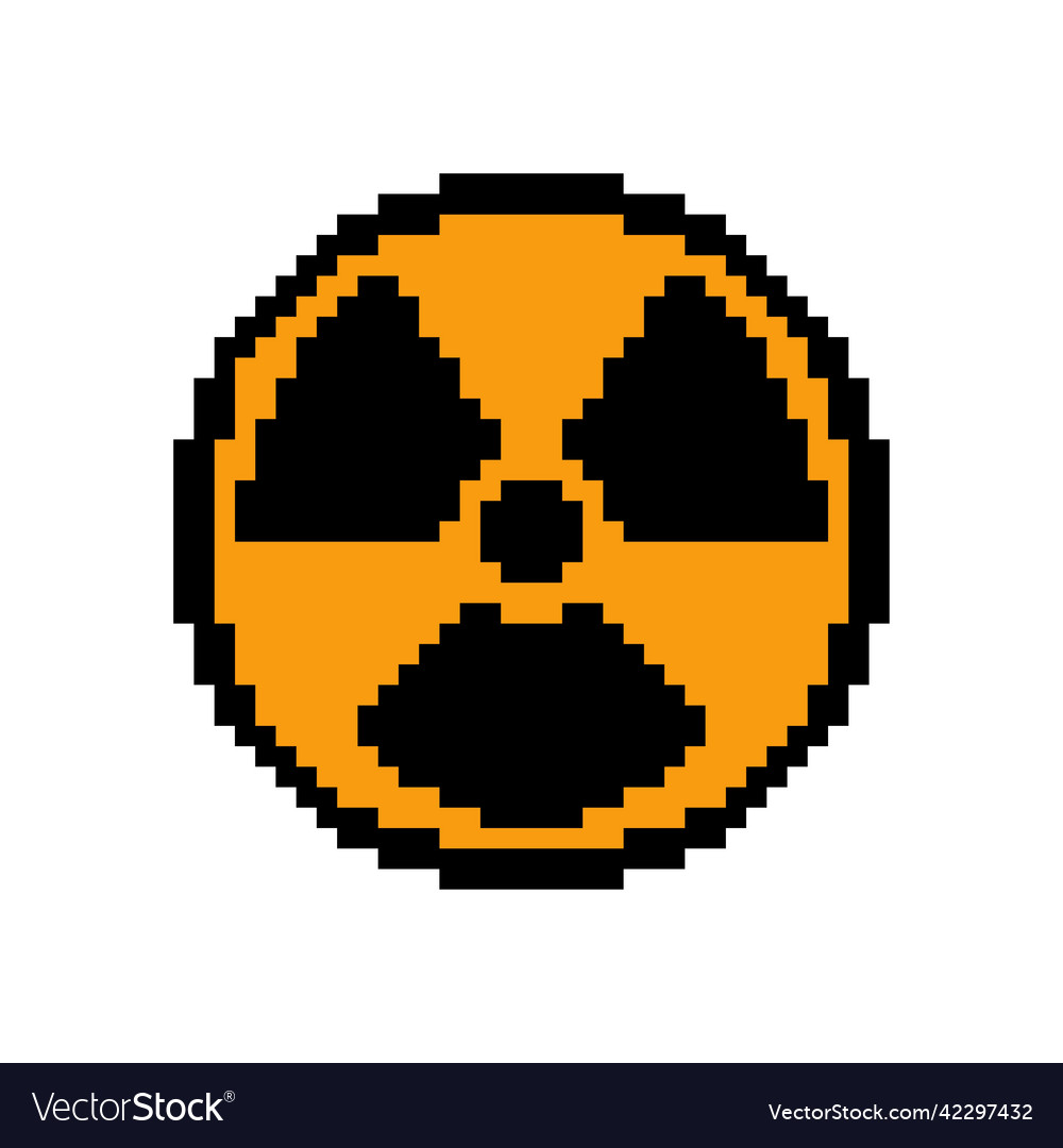 Pixelated radiation sign black radioactive hazard Vector Image