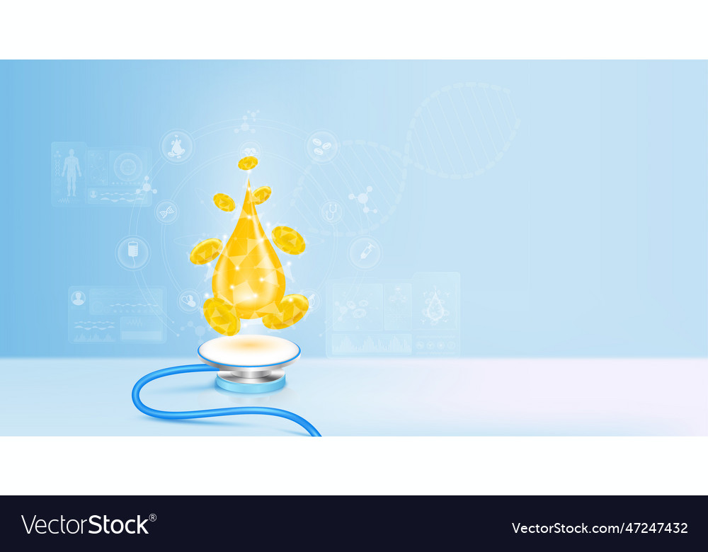 Plasma cells float away from stethoscope medical vector image Plasma cells float away from stethoscope medical