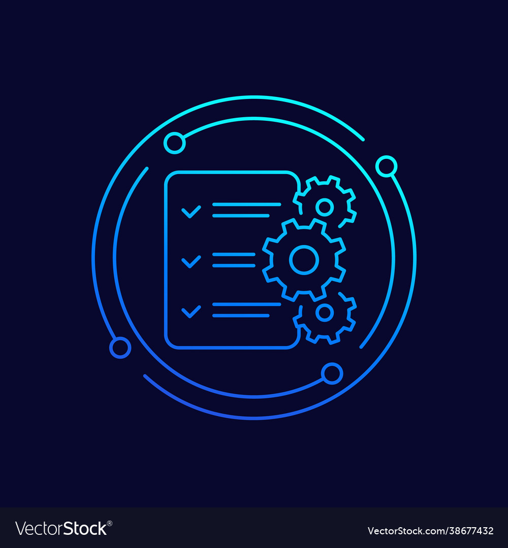 Procedures line icon with a checklist