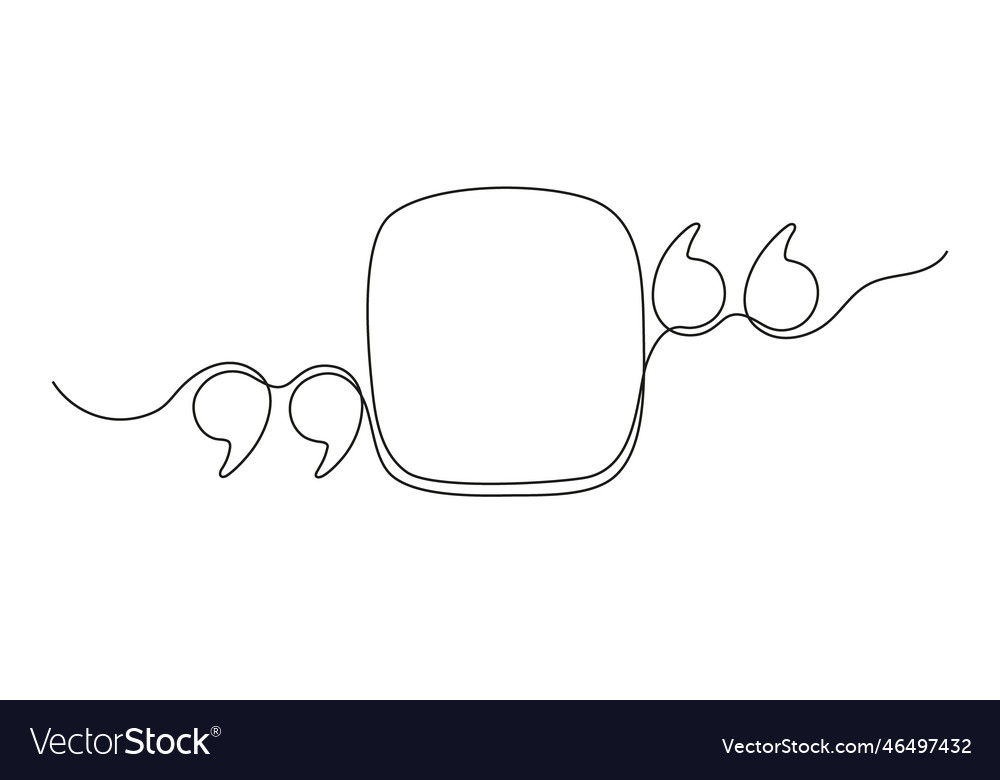 Quote continuous line in square speech bubble vector image Quote continuous line in square speech bubble