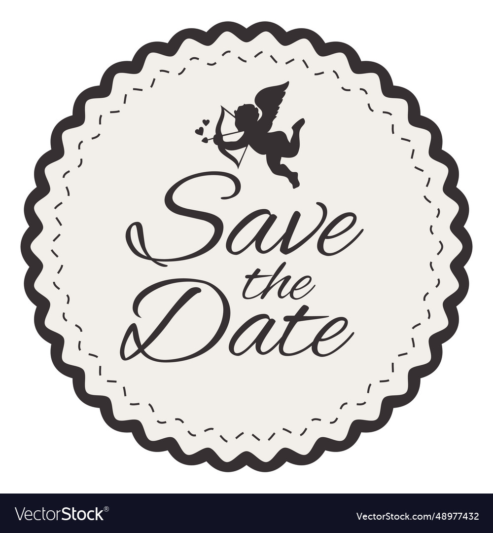 Save the date round badge vector image Save the date round badge