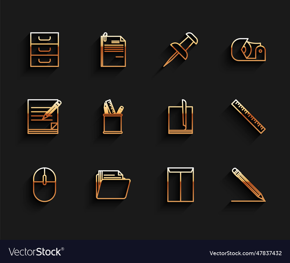 Set line computer mouse document folder drawer vector image Set line computer mouse document folder drawer