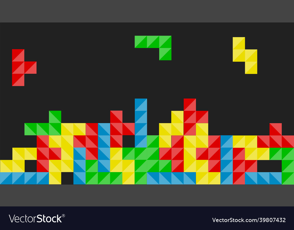 Tethris puzzle game simple background retro vector image Tethris puzzle game simple background retro