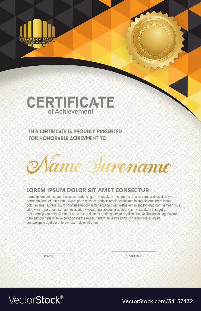 Vertical certificate template with triangle Vector Image