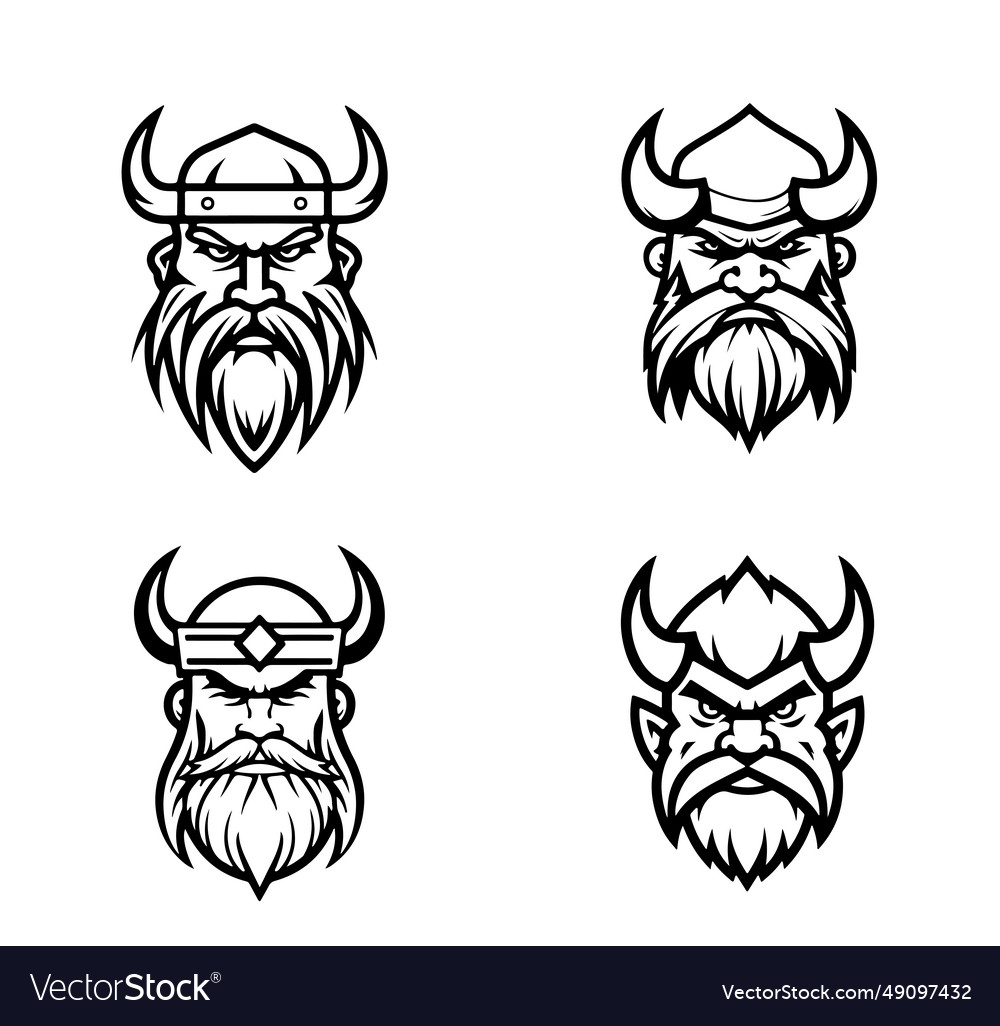 Viking head with hat sailor emblem logo design Vector Image