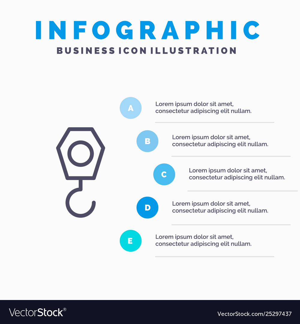Baukrane Hakenlinie Icon mit 5 Schritten